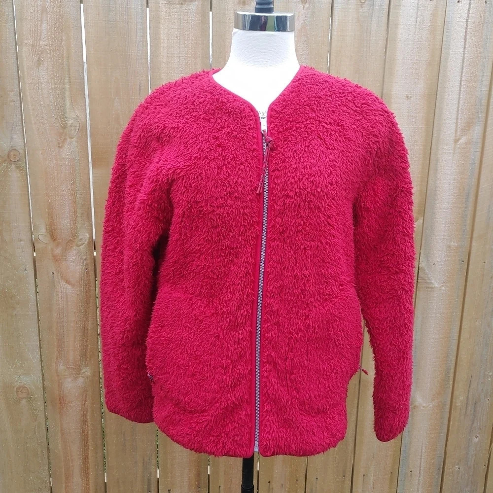 Womens Lululemon Oh So Sherpa fleece Zipper jacket coat Red SZ 6